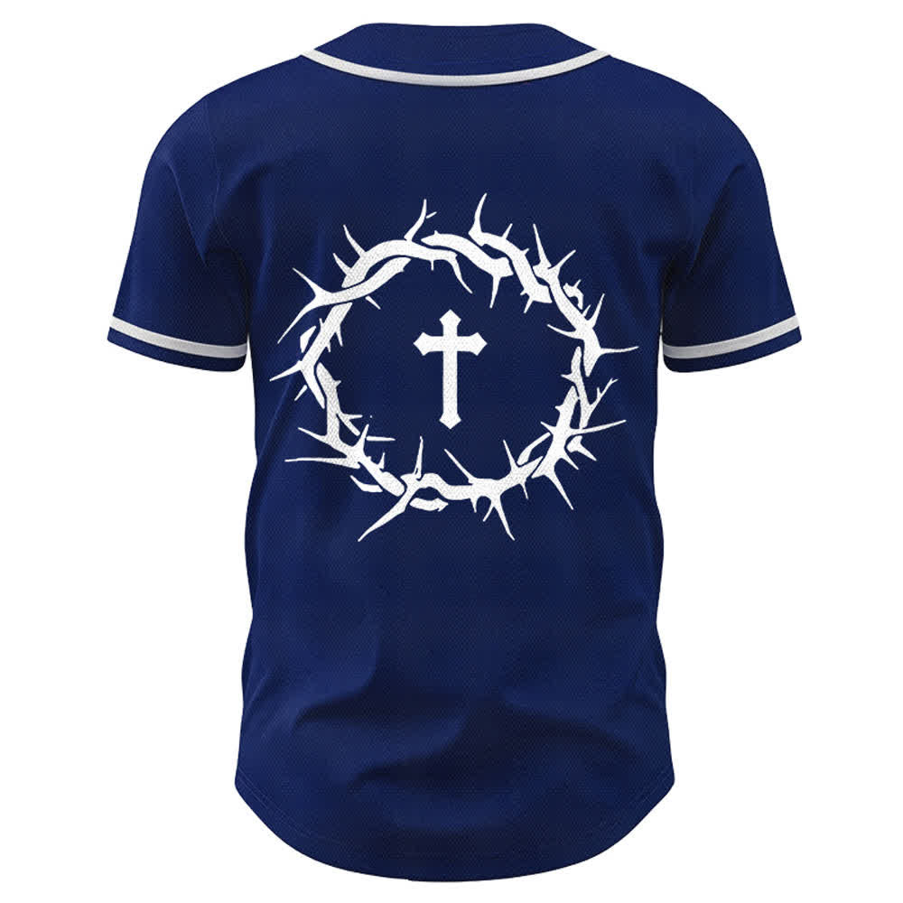 Christianartworkshop Faith Over Fear Deuteronomy 3:22 Crown of Thorns Cross Statement Baseball Jersey - image 23