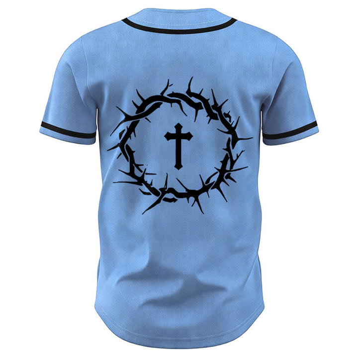 Christianartworkshop Faith Over Fear Deuteronomy 3:22 Crown of Thorns Cross Statement Baseball Jersey - image 44