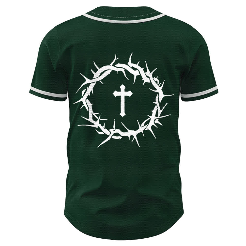 Christianartworkshop Faith Over Fear Deuteronomy 3:22 Crown of Thorns Cross Statement Baseball Jersey - image 51