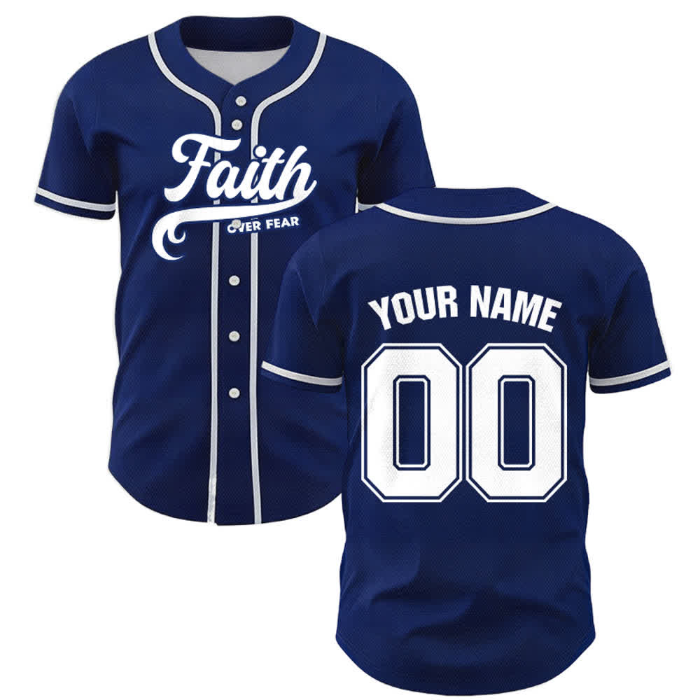 Christianartworkshop Faith Over Fear Custom Name Number Unisex Baseball Jersey - image 9