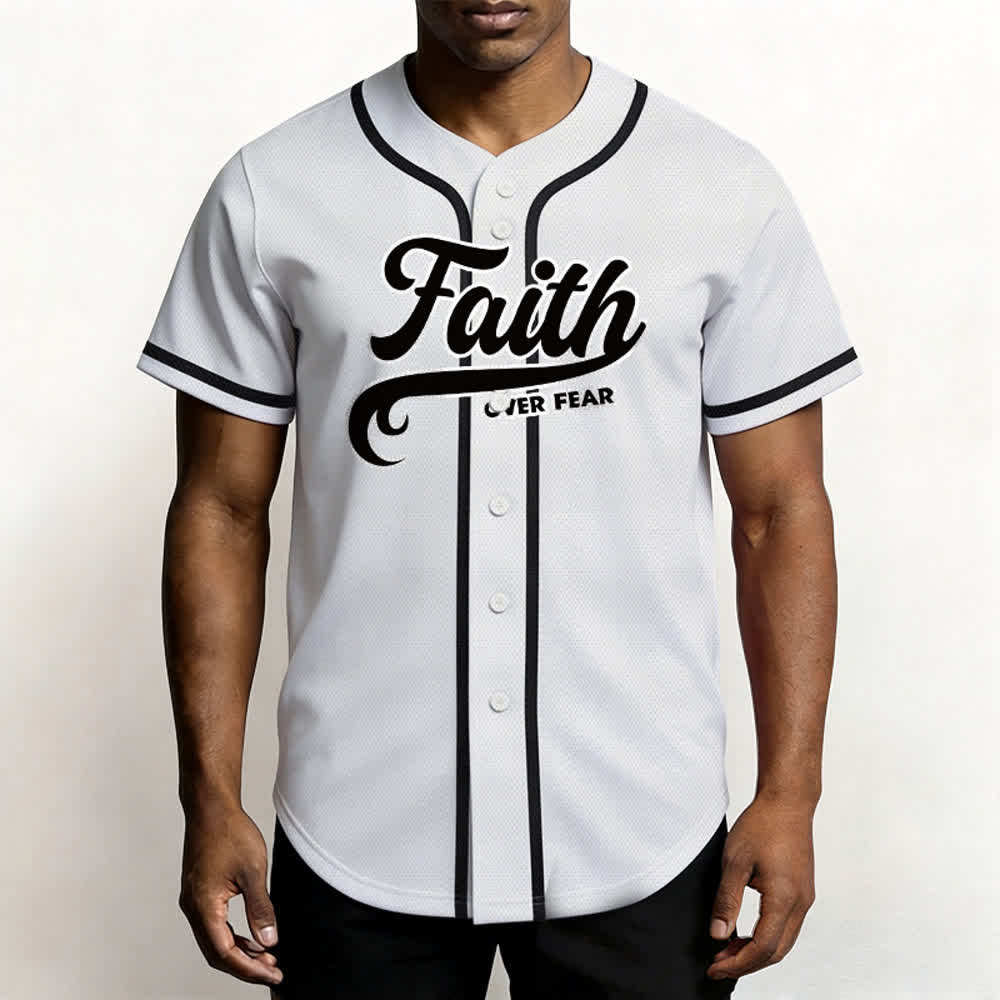 Christianartworkshop Faith Over Fear Custom Name Number Unisex Baseball Jersey - image 20