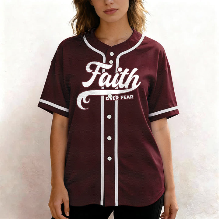 Christianartworkshop Faith Over Fear Custom Name Number Unisex Baseball Jersey - image 38