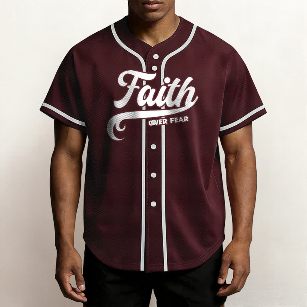 Christianartworkshop Faith Over Fear Custom Name Number Unisex Baseball Jersey - image 36