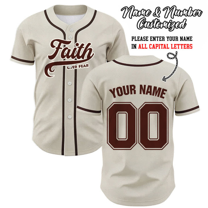 Christianartworkshop Faith Over Fear Custom Name Number Unisex Baseball Jersey - Apricot - 5XL - Name & Number Customized - image 56