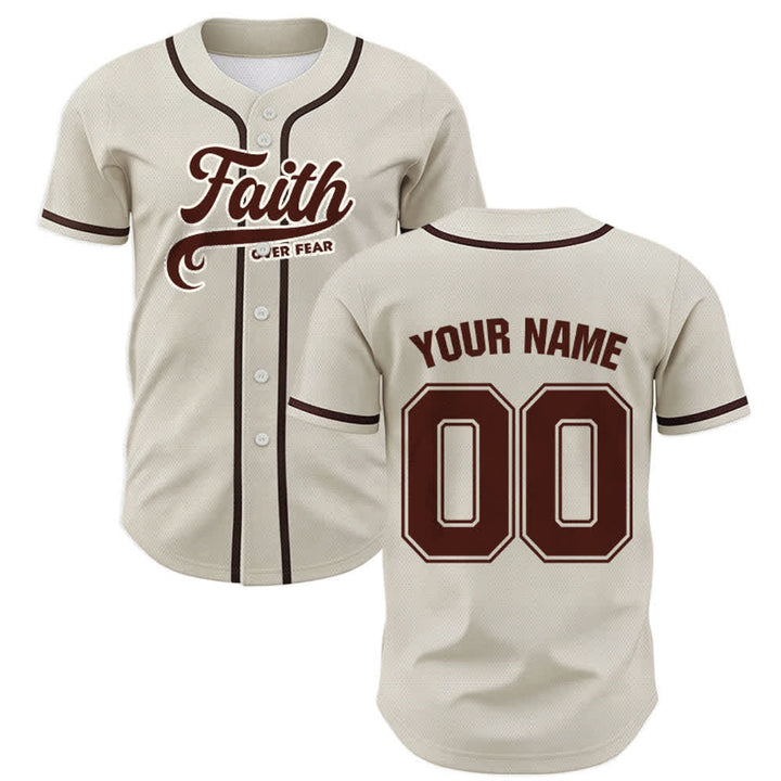 Christianartworkshop Faith Over Fear Custom Name Number Unisex Baseball Jersey - image 57