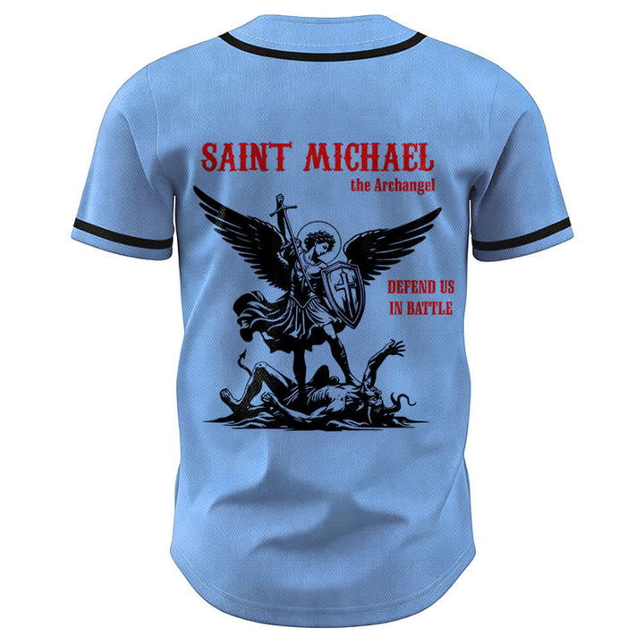 Christianartworkshop St.Michael Archangel Defend Us Unisex Baseball Jersey - image 29