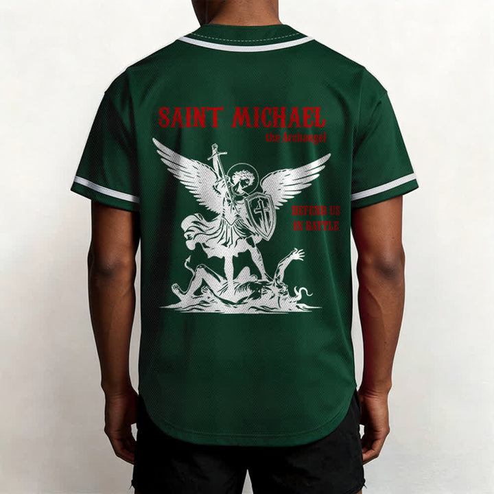 Christianartworkshop St.Michael Archangel Defend Us Unisex Baseball Jersey - image 47