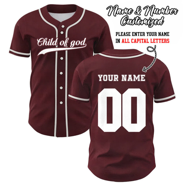 Christianartworkshop Child Of God Custom Name Number Unisex Baseball Jersey - Wine - 5XL - Name & Number Customized - image 40