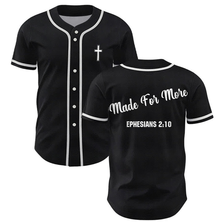 Christianartworkshop Made For More Ephesians 2:10 Unisex Baseball Jersey - Black - 5XL - image 14