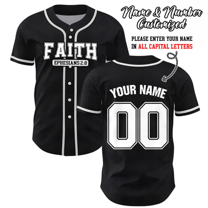 Christianartworkshop Faith Custom Name Number Baseball Jersey - Black - 5XL - Name & Number Customized - image 24