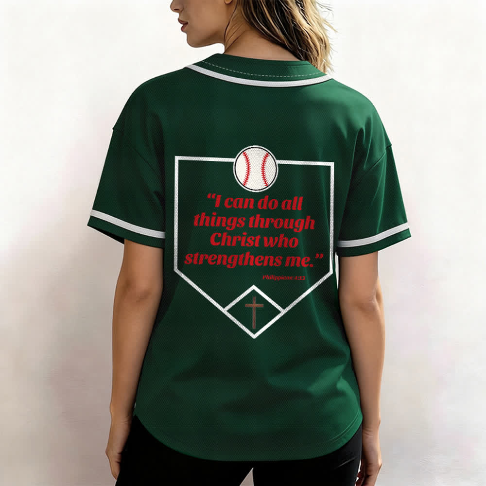 Christianartworkshop Philippians 4:13 Faith Baseball Jersey: Baseball Cross Motto Strength Devotion Athletic Shirt - image 52
