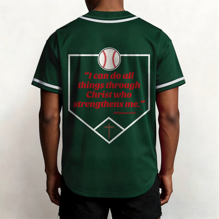 Christianartworkshop Philippians 4:13 Faith Baseball Jersey: Baseball Cross Motto Strength Devotion Athletic Shirt - image 54