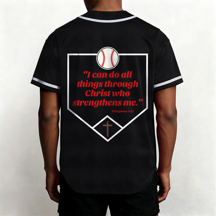 Christianartworkshop Philippians 4:13 Faith Baseball Jersey: Baseball Cross Motto Strength Devotion Athletic Shirt - image 24