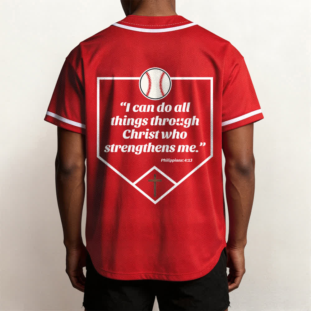 Christianartworkshop Philippians 4:13 Faith Baseball Jersey: Baseball Cross Motto Strength Devotion Athletic Shirt - image 31