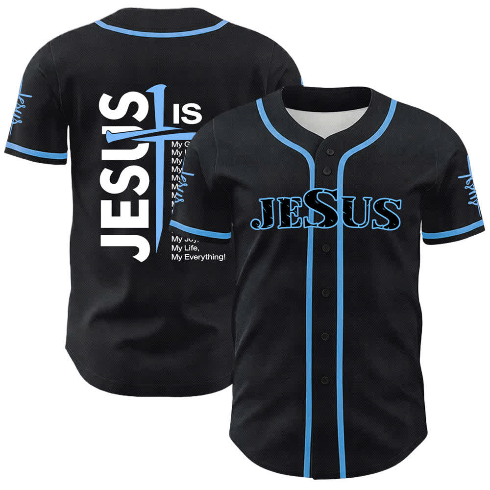 Christianartworkshop Jesus Is My Everything Faith Unisex Baseball Jersey - Blue - 5XL - image 0