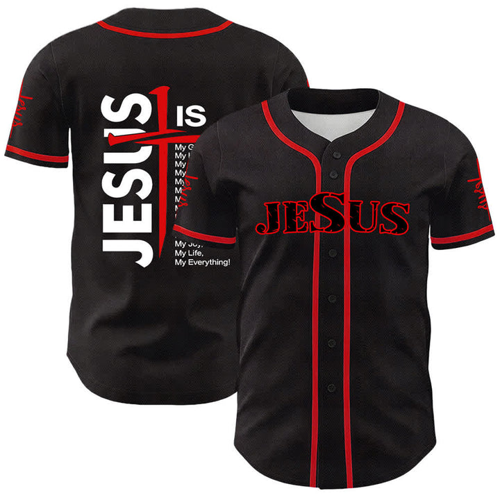 Christianartworkshop Jesus Is My Everything Faith Unisex Baseball Jersey - Red - 5XL - image 3