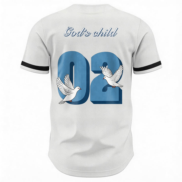 Christianartworkshop God's Child Inspirational Dove & Number Design Baseball Jersey - image 9