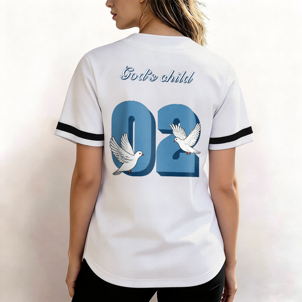 Christianartworkshop God's Child Inspirational Dove & Number Design Baseball Jersey - image 13