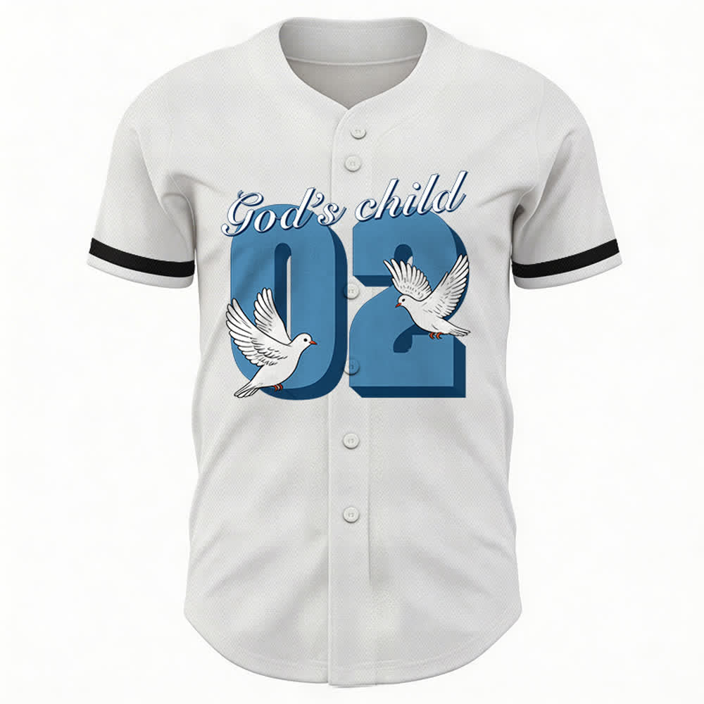 Christianartworkshop God's Child Inspirational Dove & Number Design Baseball Jersey - image 8