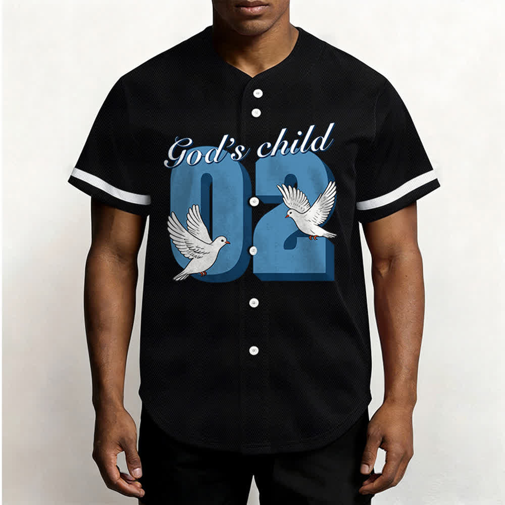 Christianartworkshop God's Child Inspirational Dove & Number Design Baseball Jersey - image 3