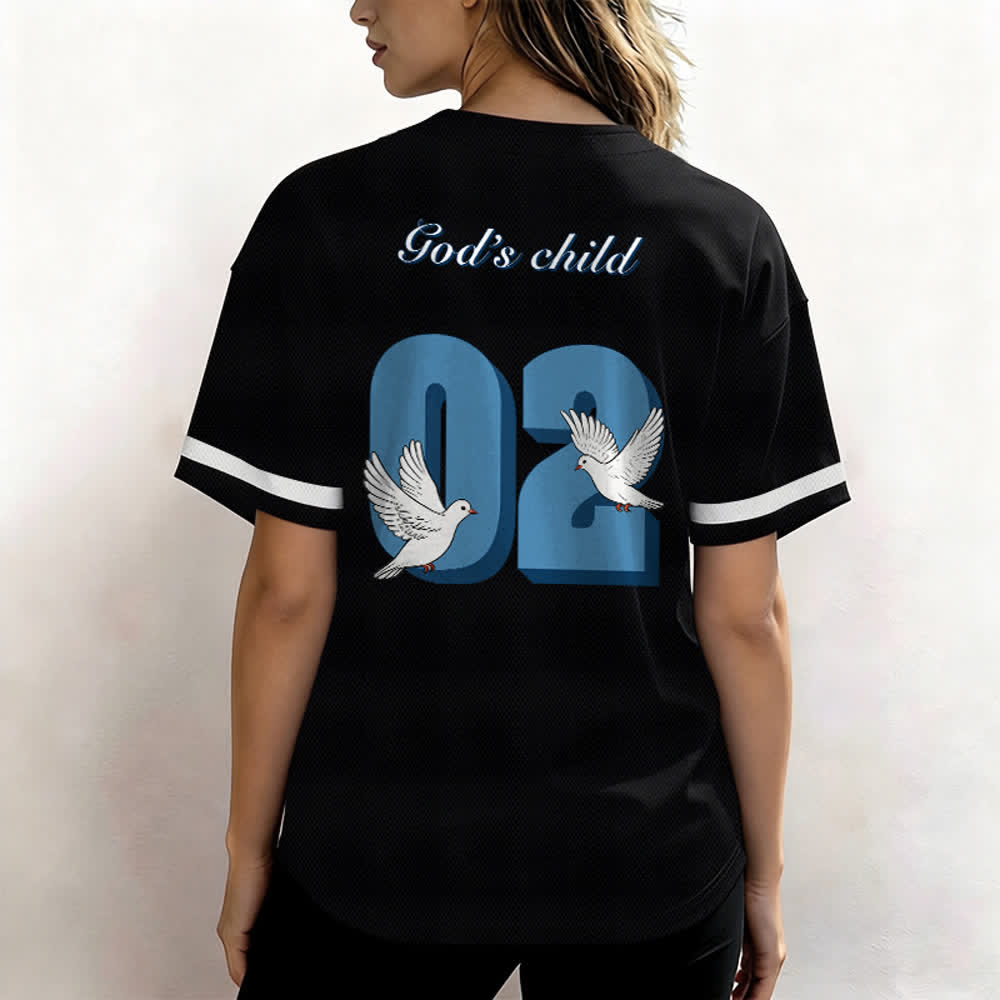 Christianartworkshop God's Child Inspirational Dove & Number Design Baseball Jersey - image 6