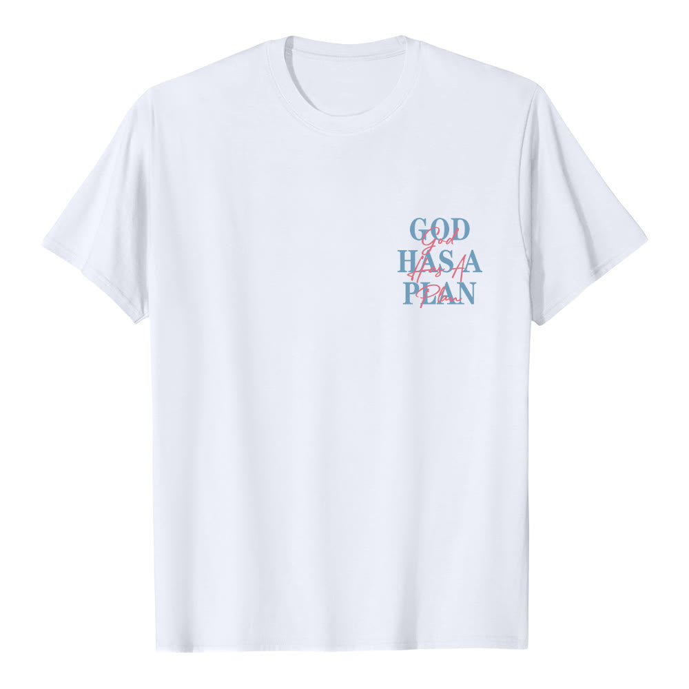 Christianartworkshop God Has A Plan Double-Side Letter Print Classic T-shirt - image 8