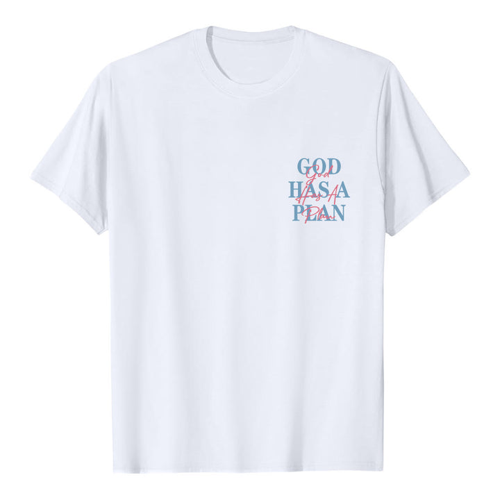 Christianartworkshop God Has A Plan Double-Side Letter Print Classic T-shirt - image 8