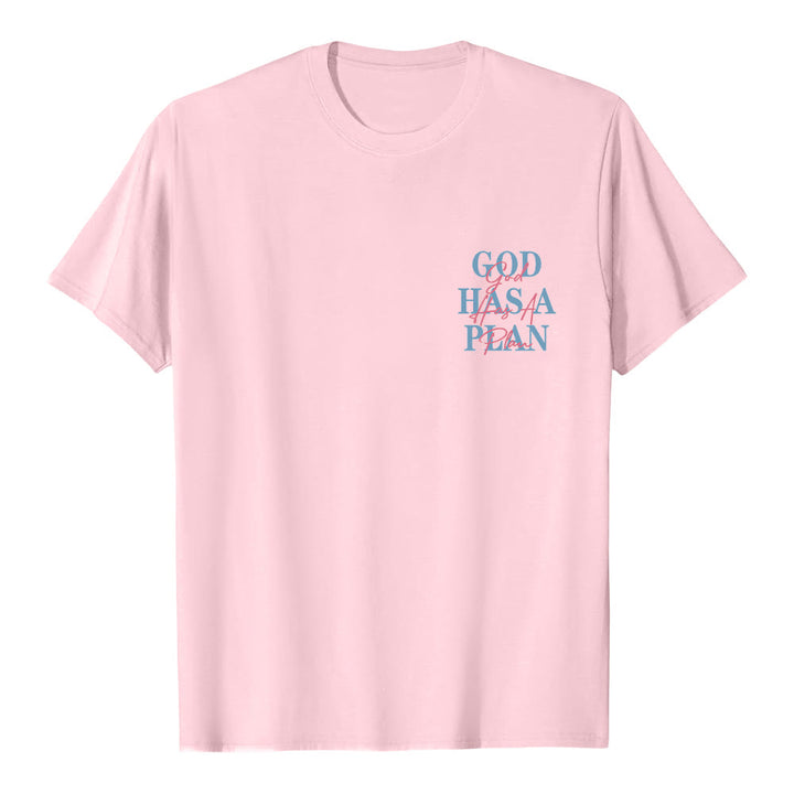 Christianartworkshop God Has A Plan Double-Side Letter Print Classic T-shirt - image 2