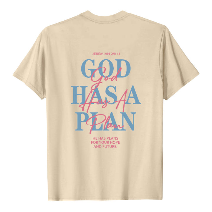 Christianartworkshop God Has A Plan Double-Side Letter Print Classic T-shirt - image 10