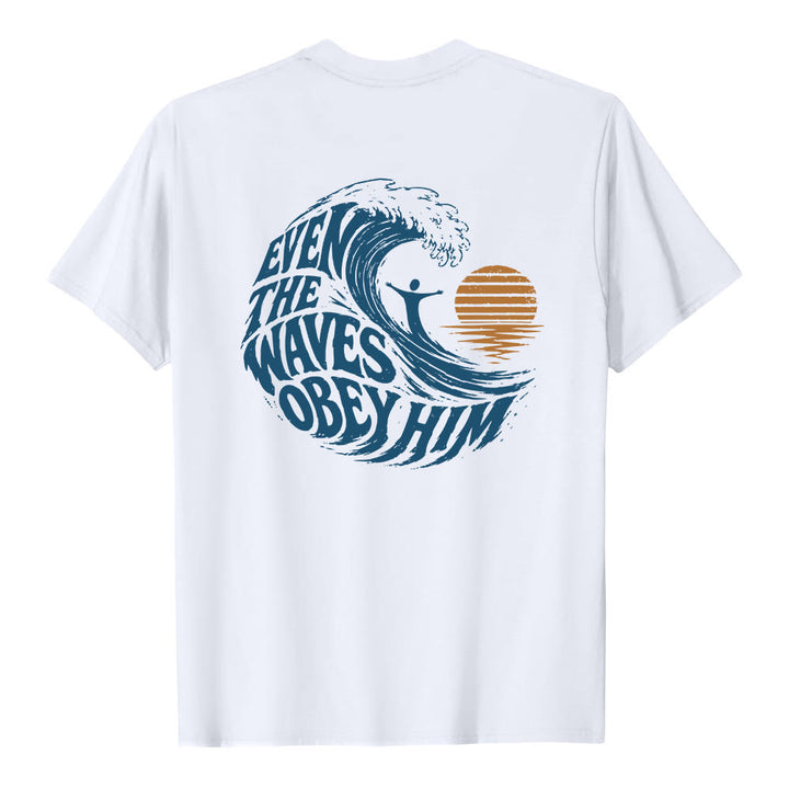 Christianartworkshop Even The Waves Obey Him Double-Side Wave Graphic Classic T-shirt - image 10