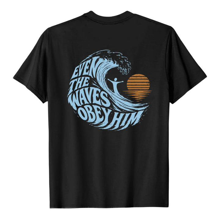 Christianartworkshop Even The Waves Obey Him Double-Side Wave Graphic Classic T-shirt - image 19