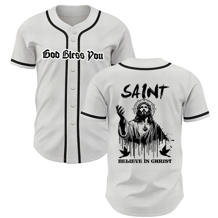 Christianartworkshop Saint Believe In Christ Unisex Baseball Jersey - White - 5XL - image 0