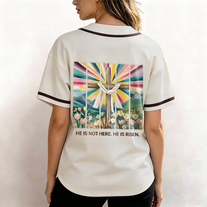 Christianartworkshop He Is Not Here He Is Risen Faith Unisex Baseball Jersey - image 5