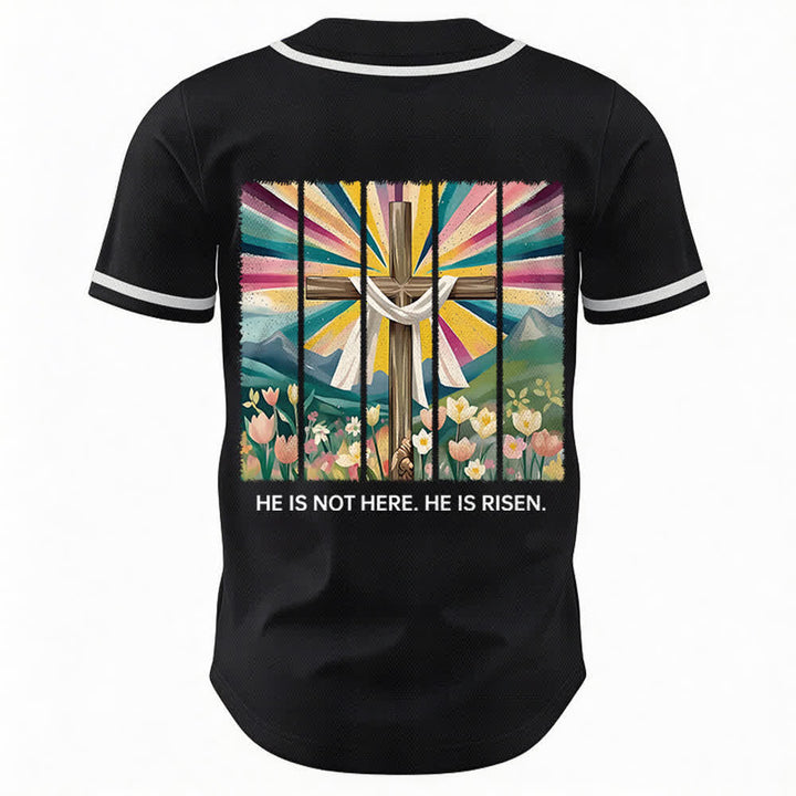 Christianartworkshop He Is Not Here He Is Risen Faith Unisex Baseball Jersey - image 15