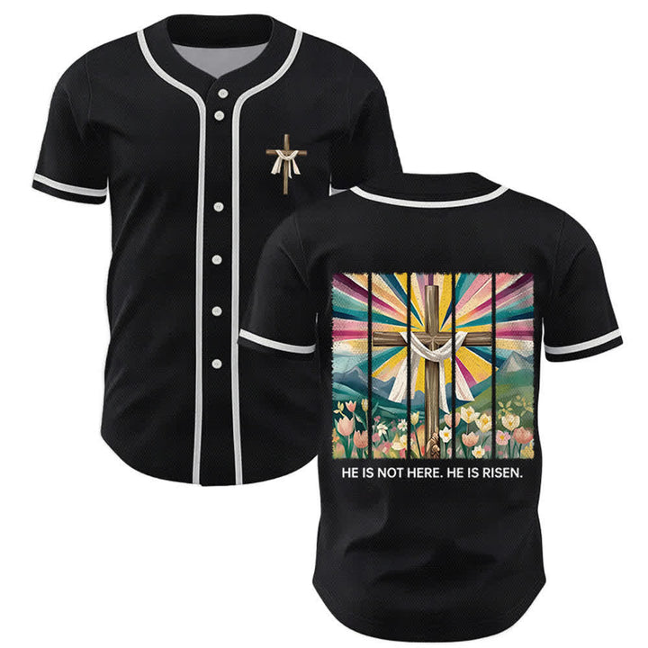 Christianartworkshop He Is Not Here He Is Risen Faith Unisex Baseball Jersey - Black - 5XL - image 14