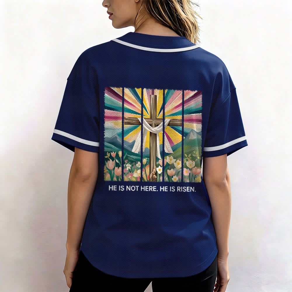 Christianartworkshop He Is Not Here He Is Risen Faith Unisex Baseball Jersey - image 54