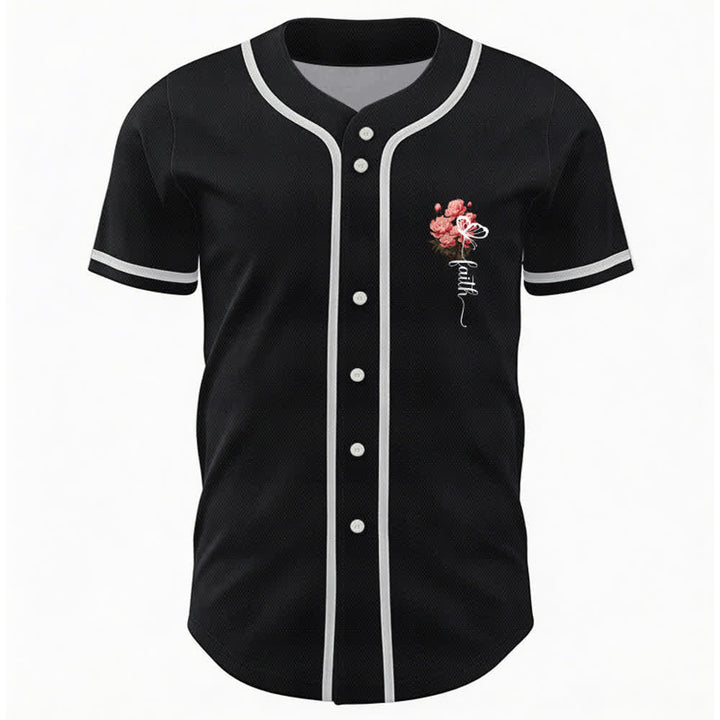 Christianartworkshop "Perhaps You Were Created For Such A Time As This" Esther 4:14 Peony Faith Print Button-Up Baseball Jersey - image 9
