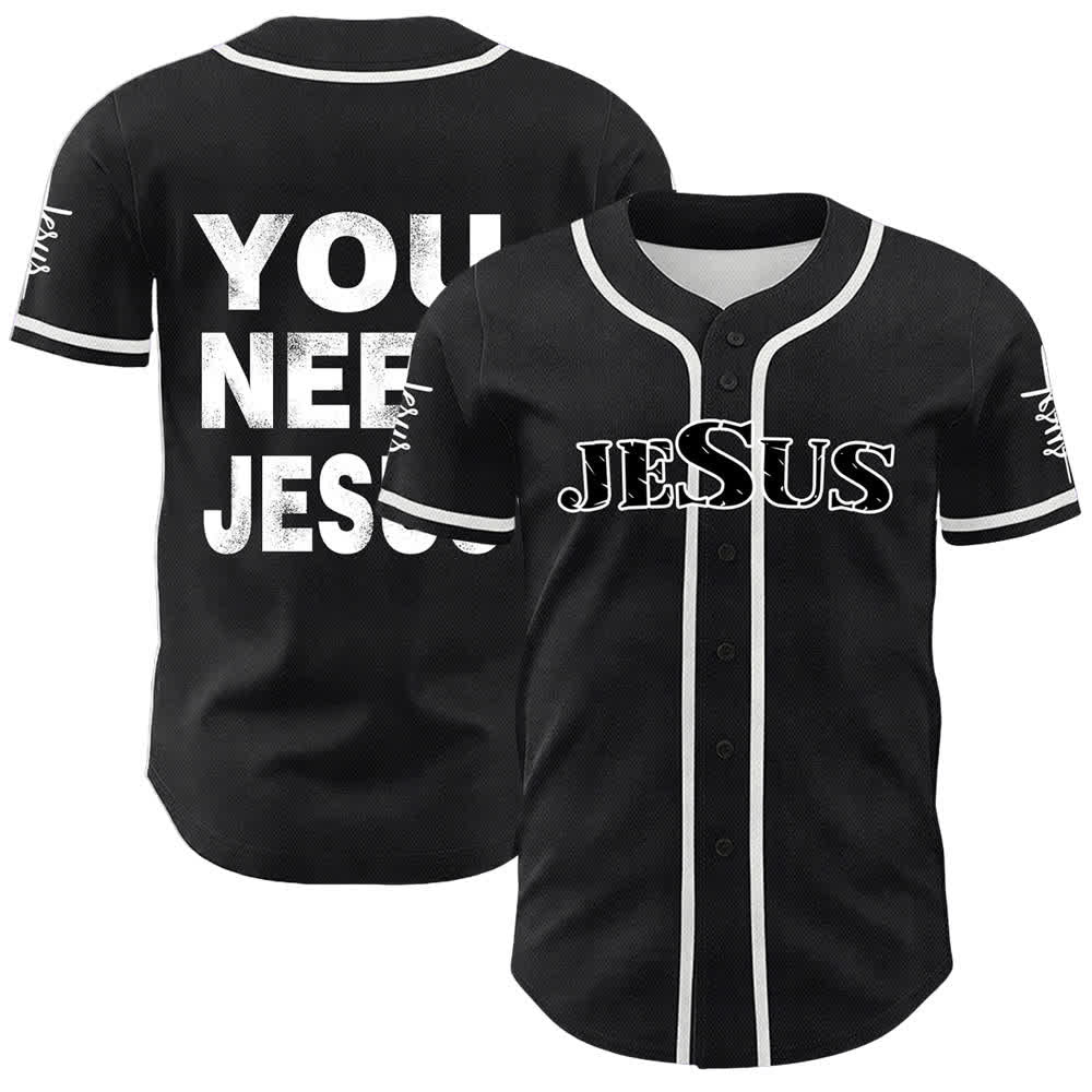 Christianartworkshop You Need Jesus Faith Statement Unisex Baseball Jersey - White - 5XL - image 3