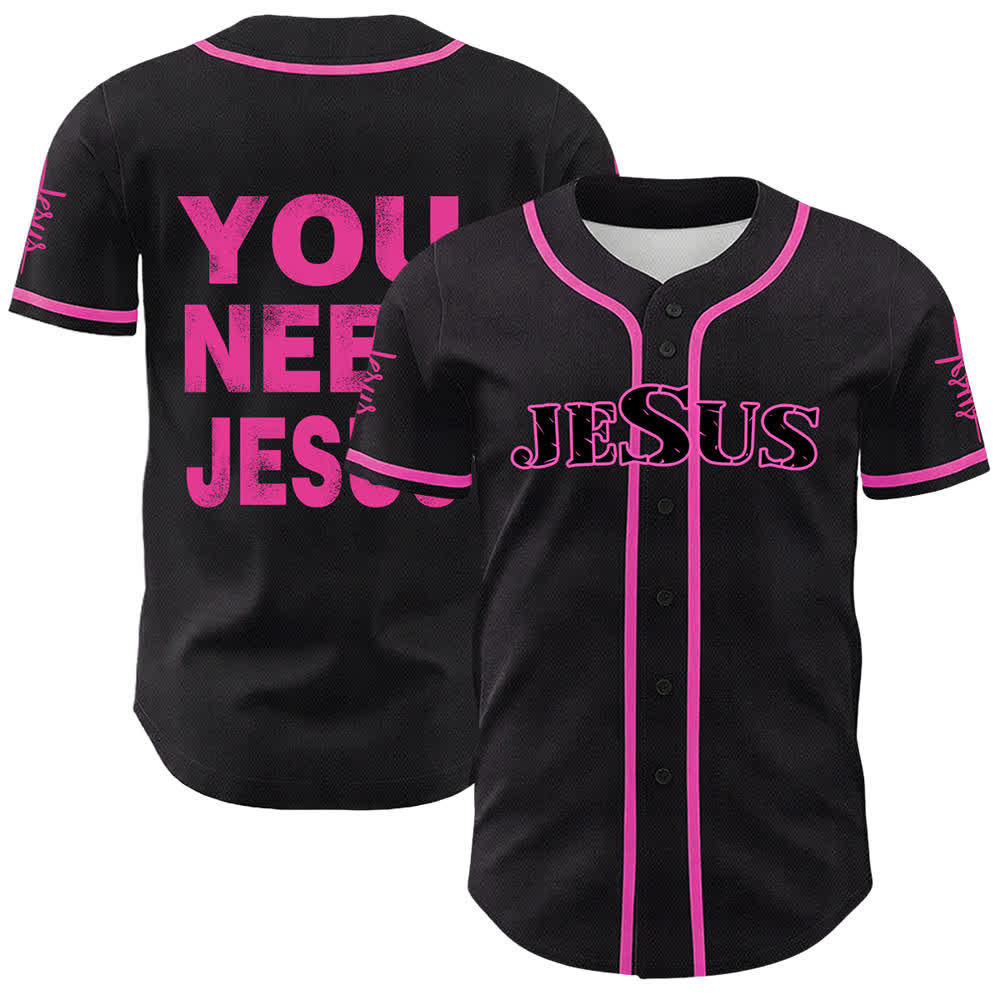 Christianartworkshop You Need Jesus Faith Statement Unisex Baseball Jersey - Pink - 5XL - image 15