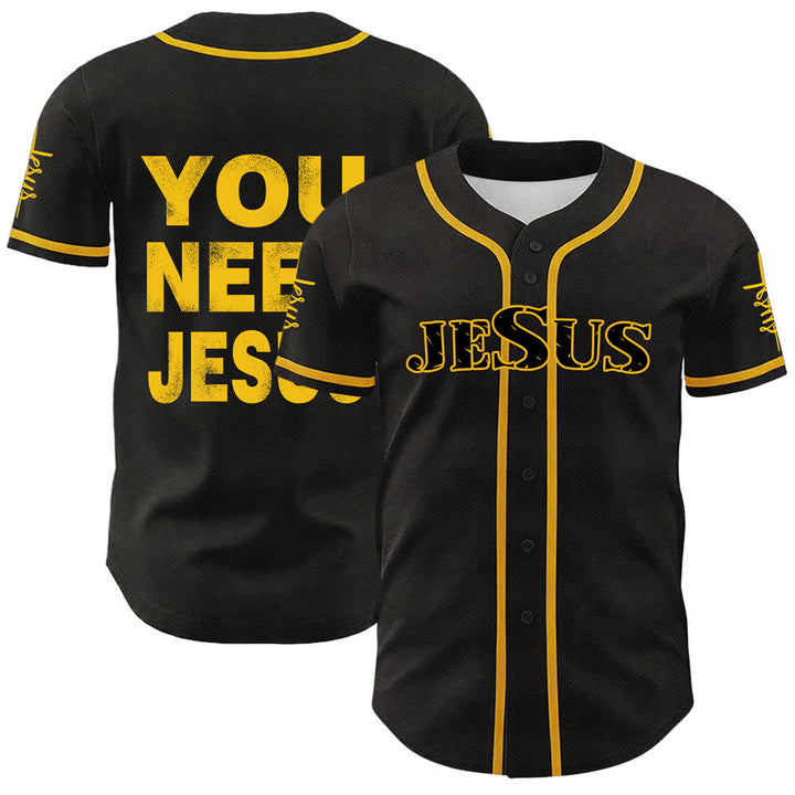 Christianartworkshop You Need Jesus Faith Statement Unisex Baseball Jersey - Yellow - 5XL - image 6