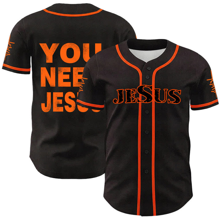 Christianartworkshop You Need Jesus Faith Statement Unisex Baseball Jersey - Orange - 5XL - image 9