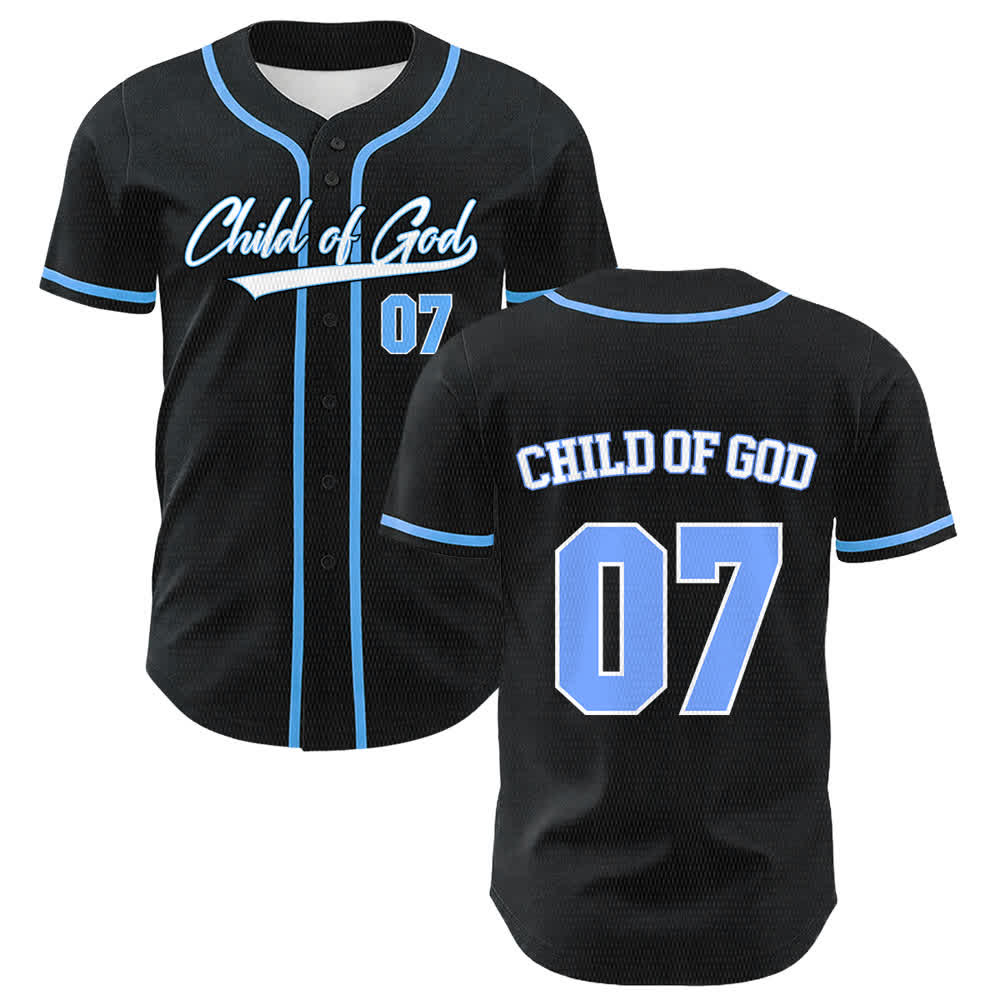 Christianartworkshop Child Of God Number 07 Unisex Baseball Jersey - Blue - 5XL - image 9