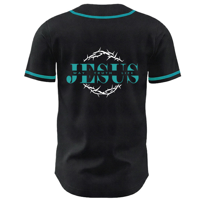 Christianartworkshop Thorn Crown Jesus Way Truth Life Graphic Unisex Baseball Jersey - image 4
