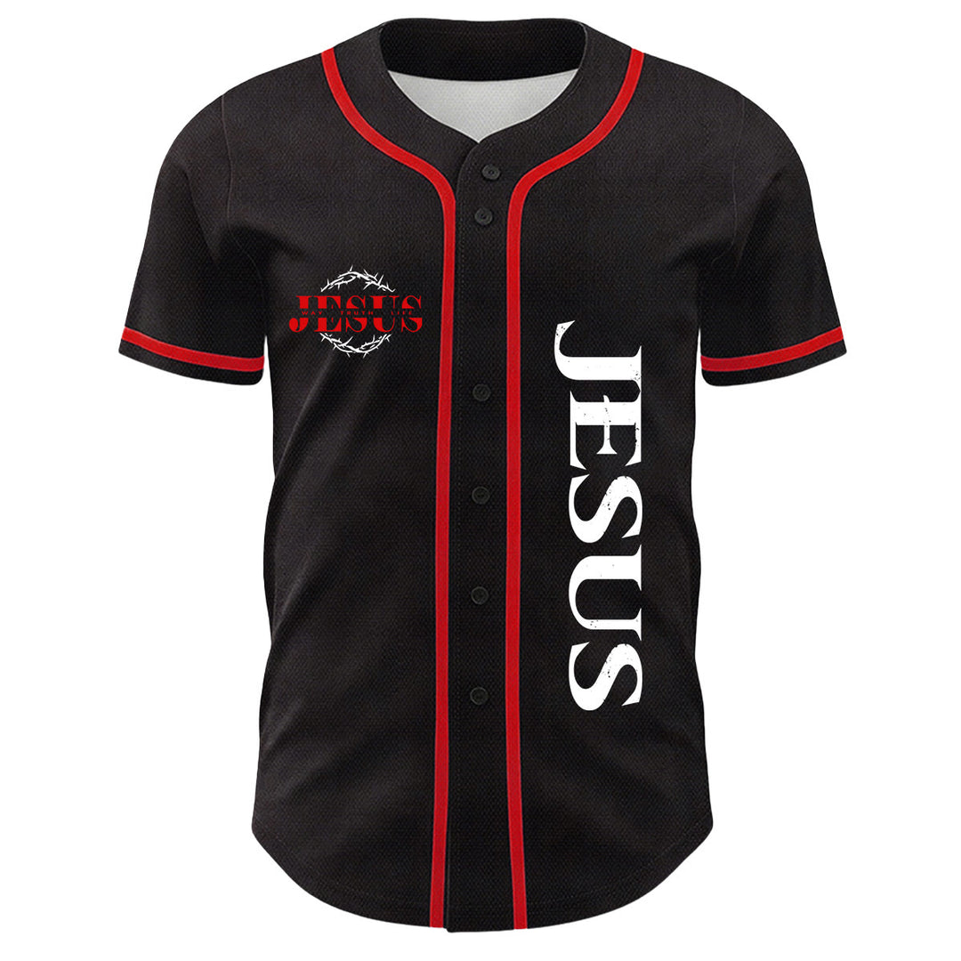 Christianartworkshop Thorn Crown Jesus Way Truth Life Graphic Unisex Baseball Jersey - image 17