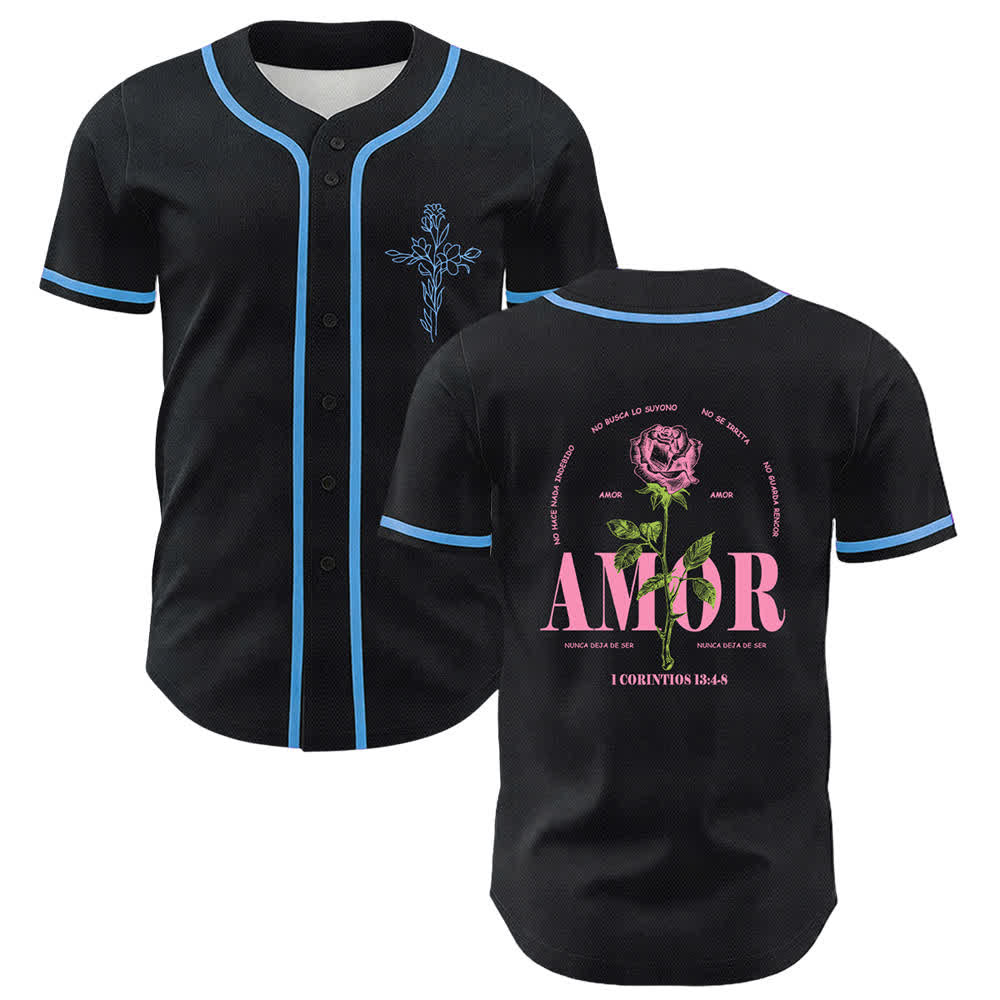 Christianartworkshop Faith Over Fear Lamb Skull Cross Christian Unisex Baseball Jersey - Blue - 5XL - image 9