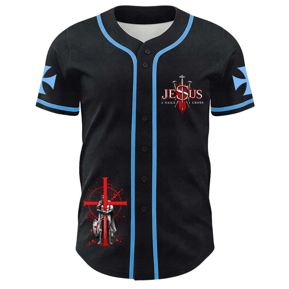 Christianartworkshop Powered By God Warrior Angel Knight Cross Christian Baseball Jersey - image 11