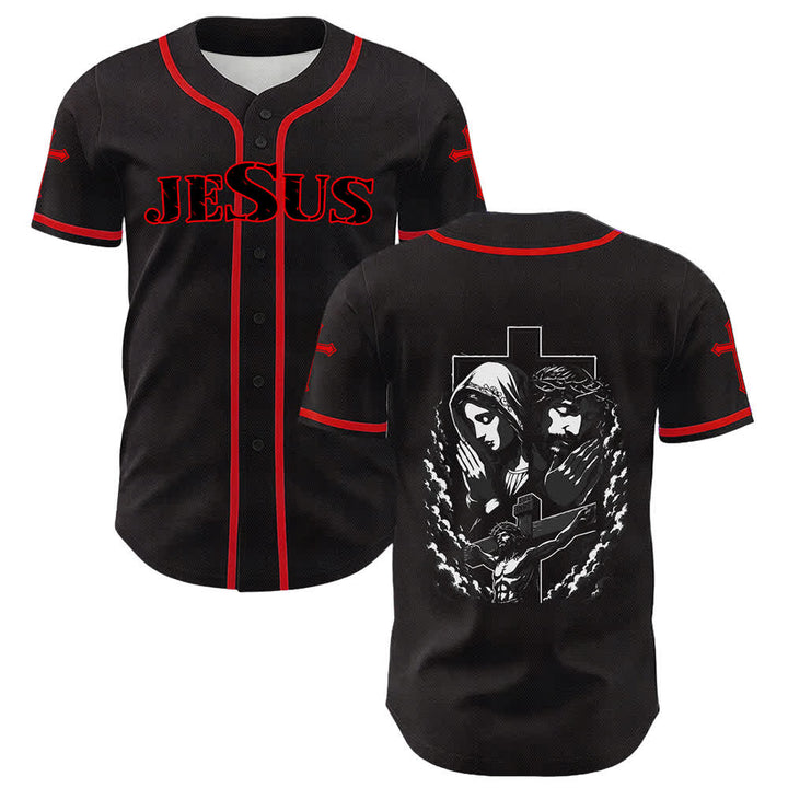 Christianartworkshop Jesus Virgin Mary Crucifix Cross Christian Unisex Baseball Jersey - image 48