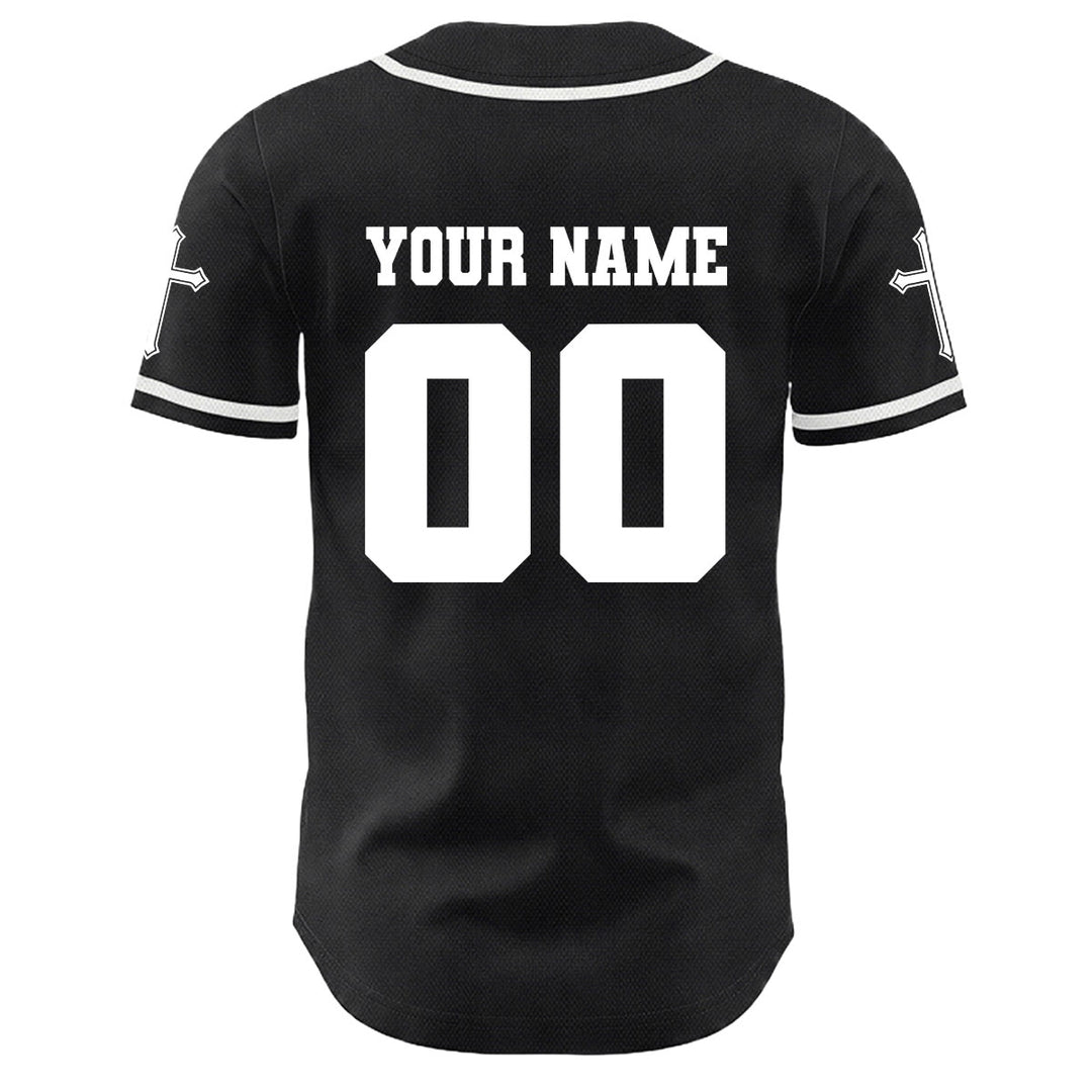Christianartworkshop Jesus Crucifixion Custom Name Number Cross Sleeve Unisex Baseball Jersey - image 2