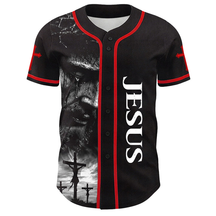 Christianartworkshop Jesus Crucifixion Custom Name Number Cross Sleeve Unisex Baseball Jersey - image 23