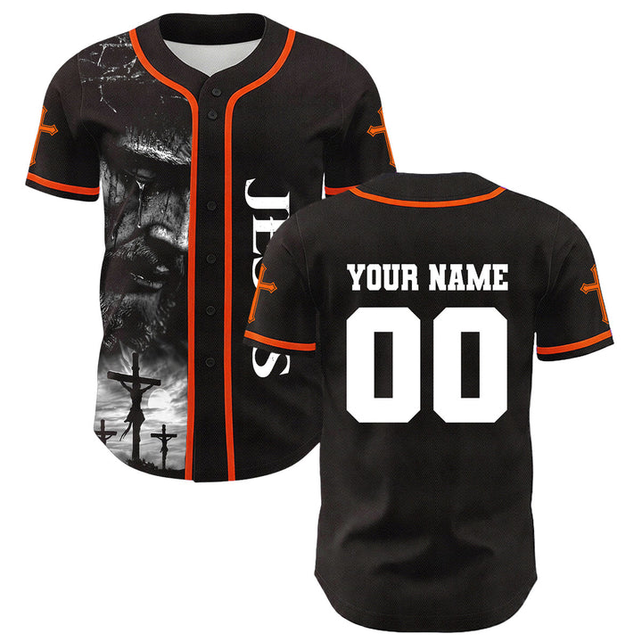 Christianartworkshop Jesus Crucifixion Custom Name Number Cross Sleeve Unisex Baseball Jersey - image 25